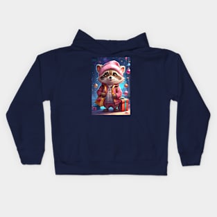 Cute Bear with Gifts in Winter Wonderland Kids Hoodie